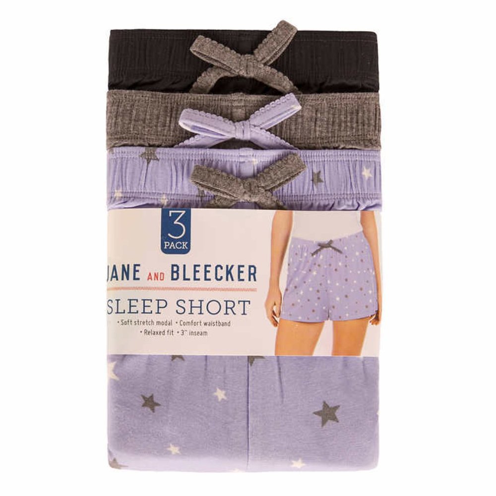 NWT Jane and Bleecker Women's Sleep Short 3-pack Black/Gray Size S $35 9A207